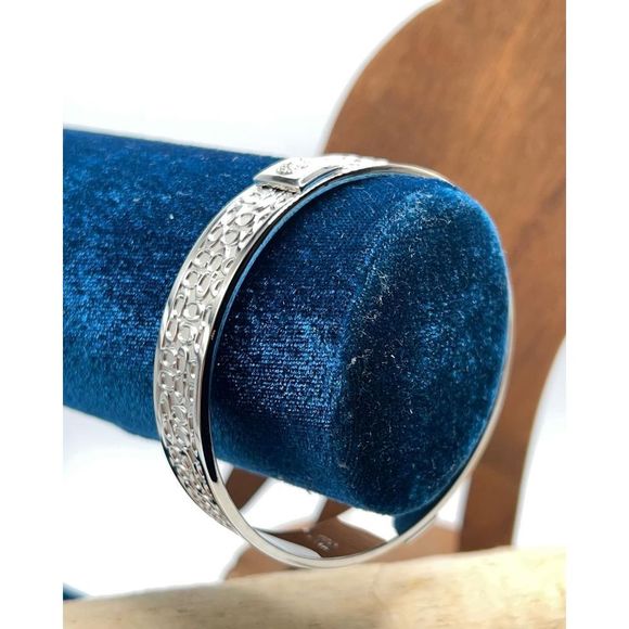 COACH Signature Silver Bangle Bracelet - Picture 8 of 9